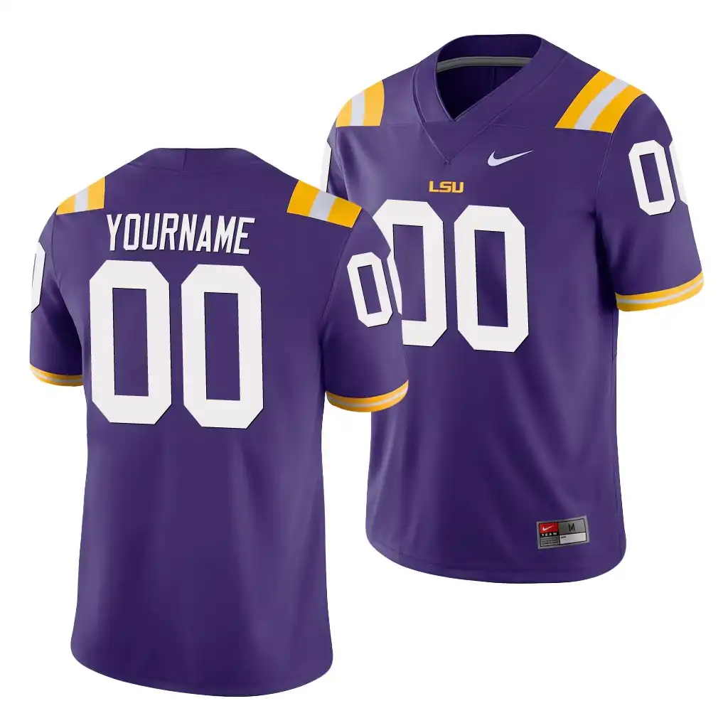 Men's LSU Tigers Custom #00 Game Purple NCAA Football Jersey